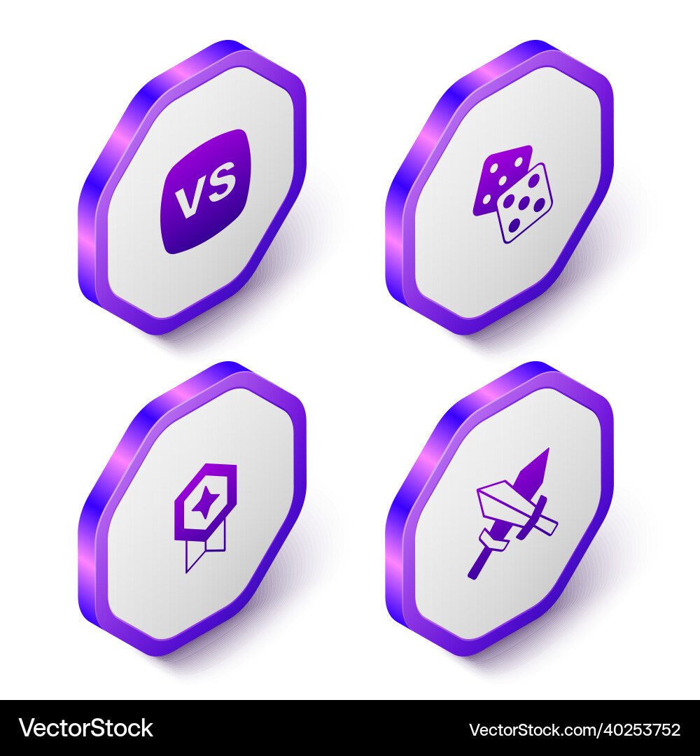 Set isometric vs versus battle game dice rating Vector Image