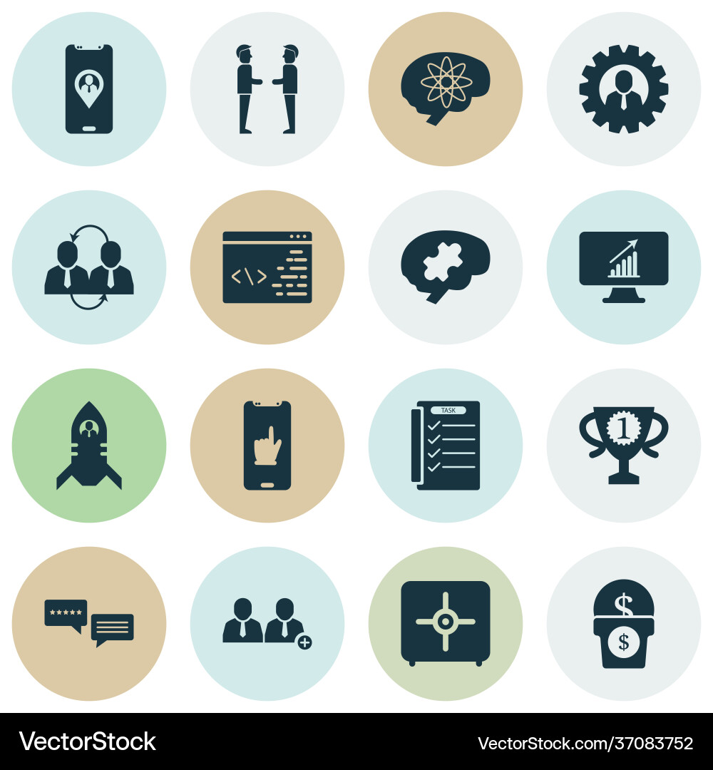 Teamwork icons set with programming 5-star review Teamwork icons set with programming 5-star review vector image