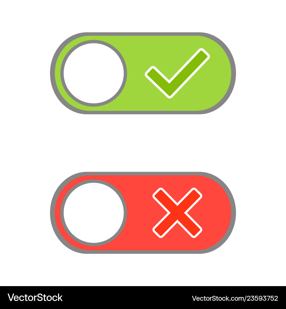 Toggle button switch off or turn on slider Toggle button switch off or turn on slider vector image