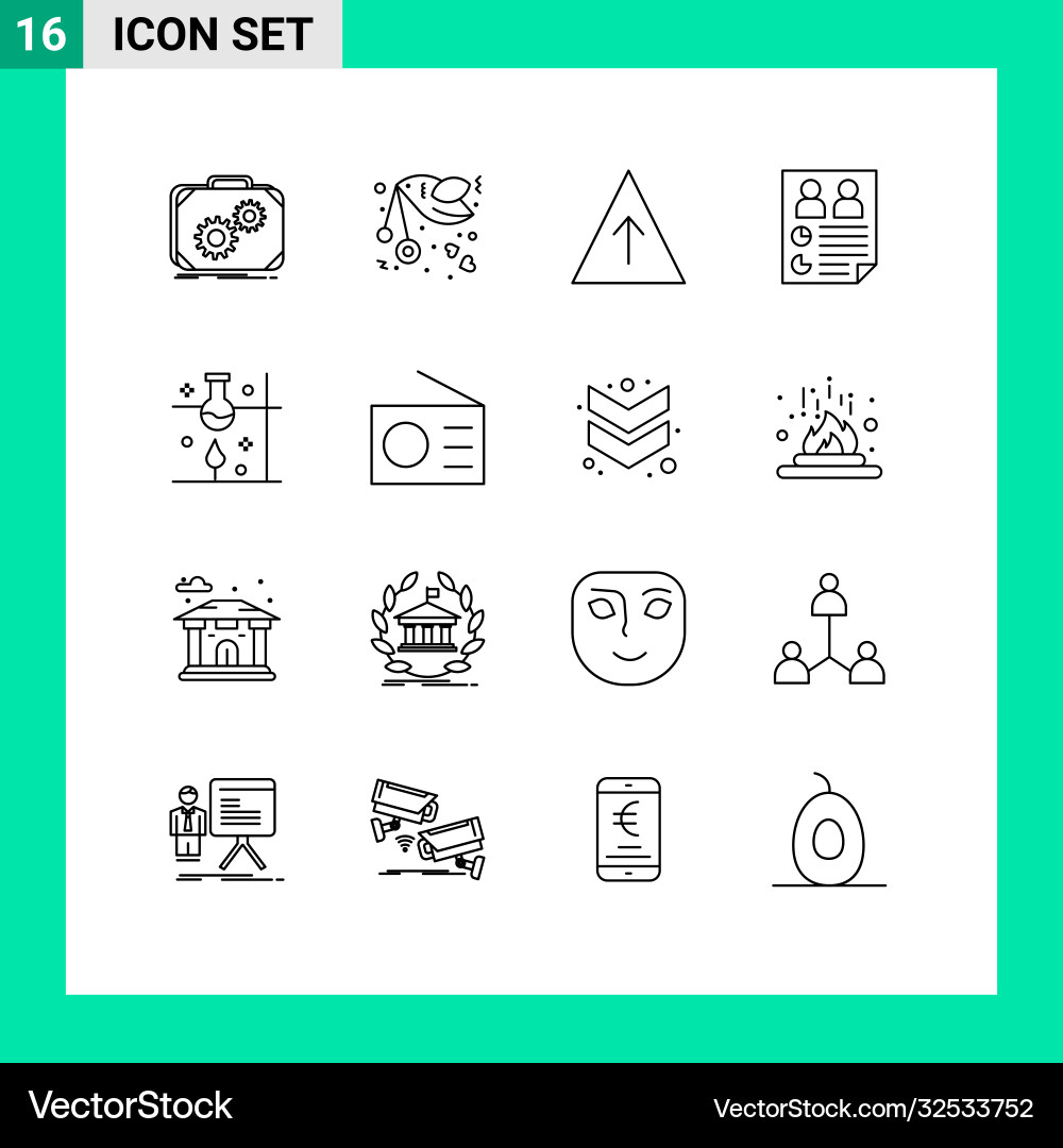 User interface pack 16 basic outlines users Vector Image
