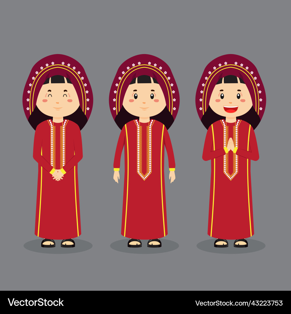 Bahrain character with various expression Vector Image