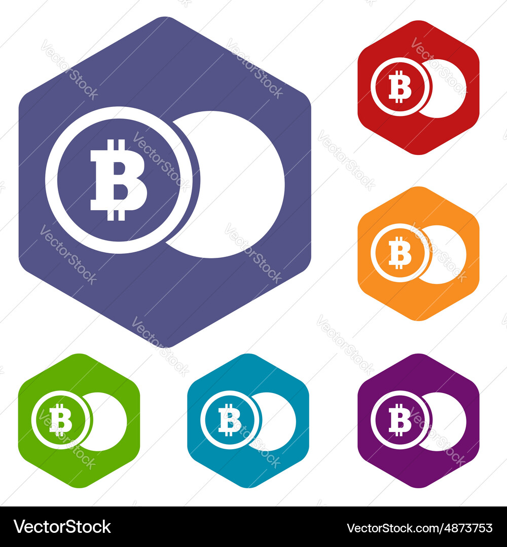 Bitcoin coin hexagon icon set – Royalty-Free Vector | VectorStock