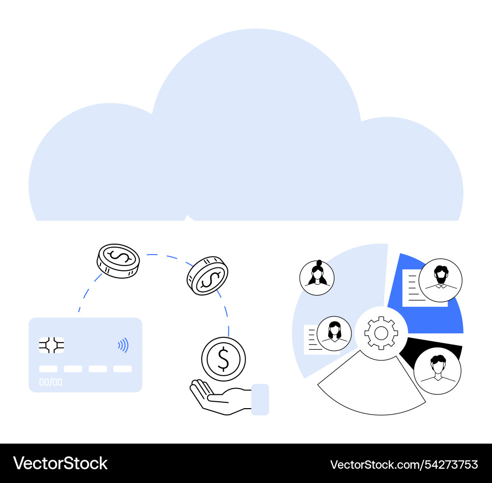 Cloud computing concept with financial transaction Cloud computing concept with financial transaction vector image