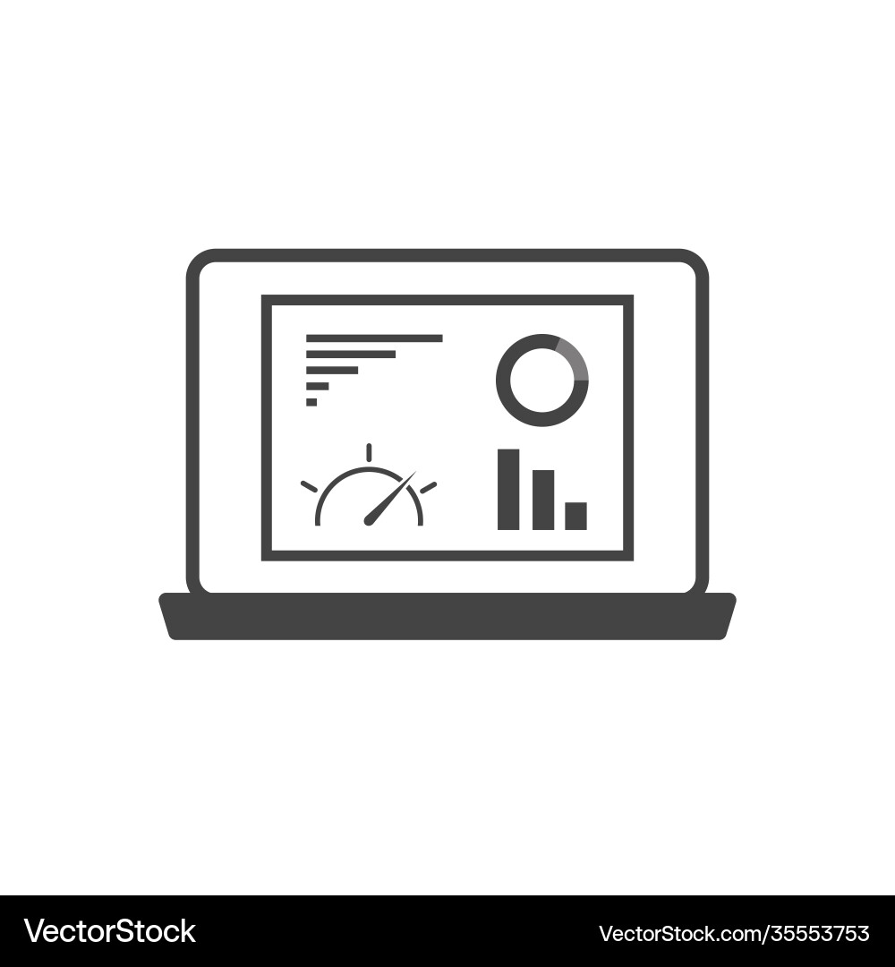 Dashboard icon on monitor cartoon style white Dashboard icon on monitor cartoon style white vector image