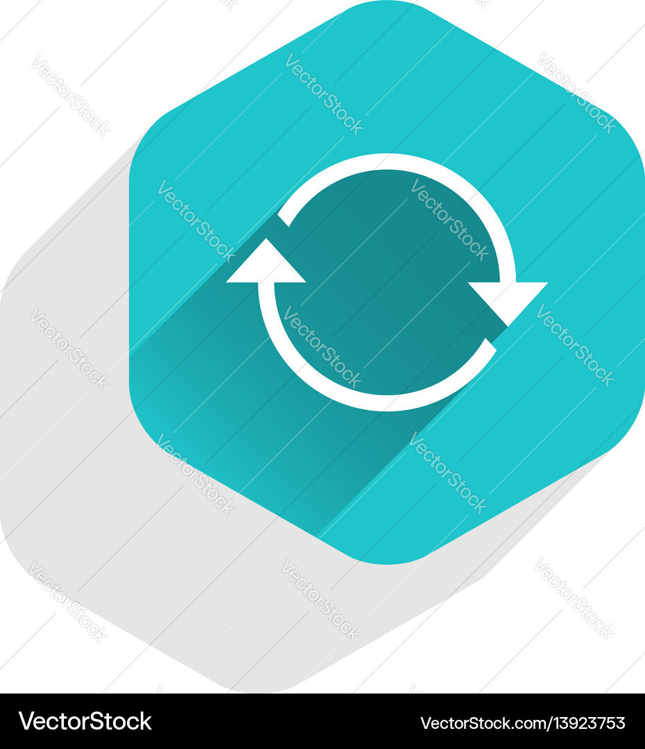 Flat arrow sign refresh icon hexagon button Flat arrow sign refresh icon hexagon button vector image