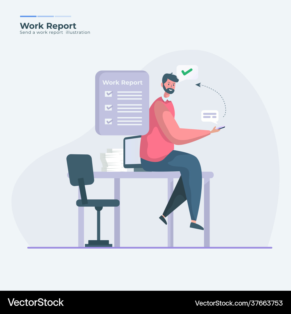 Freelancer sending a message send work report vector image