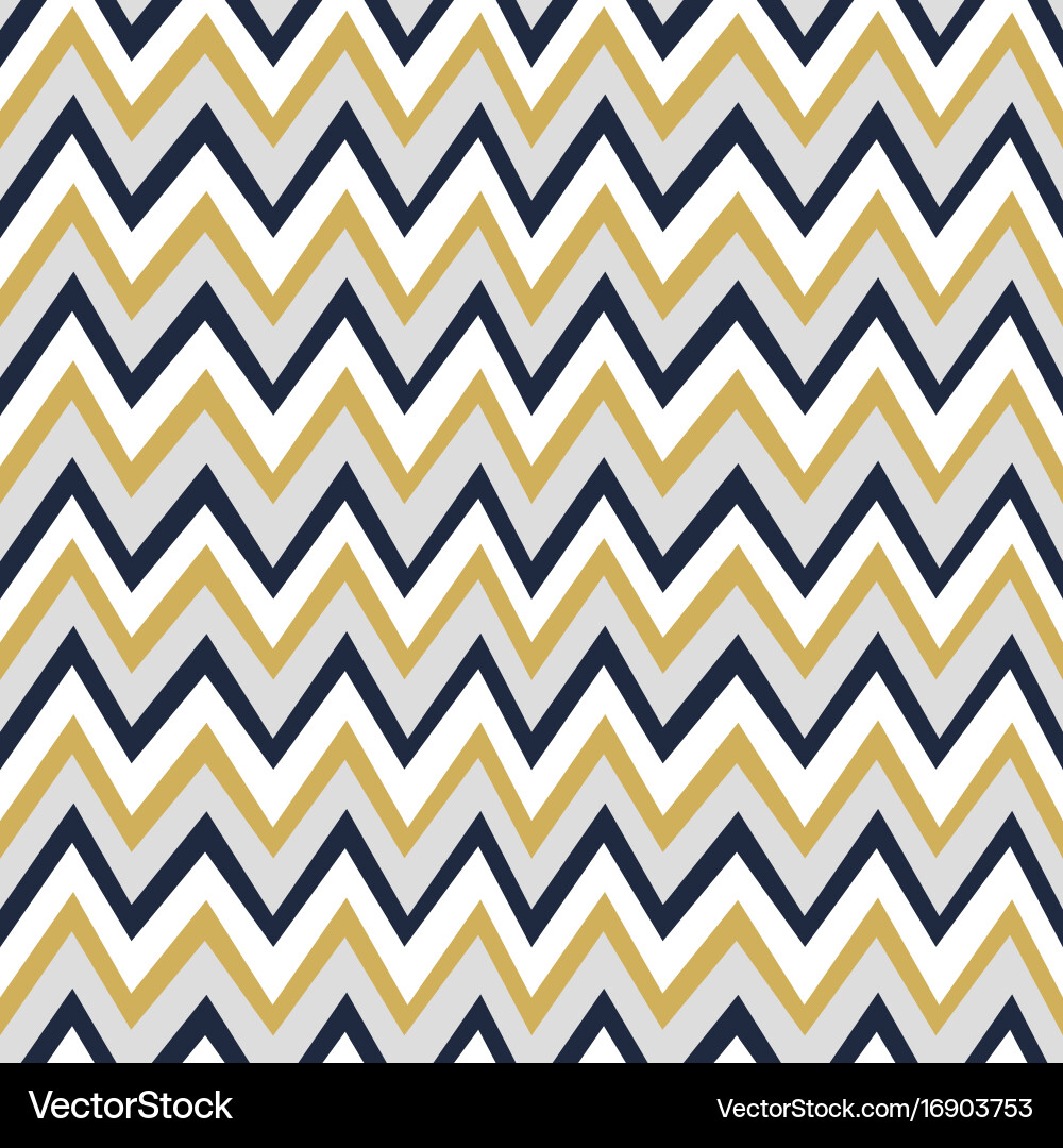 Golden White Navy Blue Chevron Pattern Vector Image