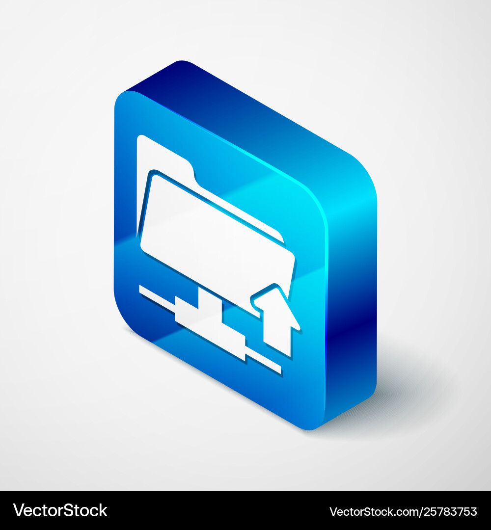 Isometric ftp folder upload icon isolated on white Isometric ftp folder upload icon isolated on white vector image