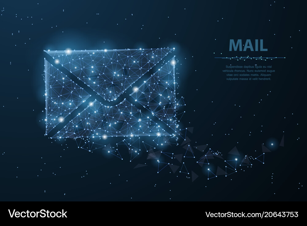 Message polygonal wireframe mesh with dots Message polygonal wireframe mesh with dots vector image