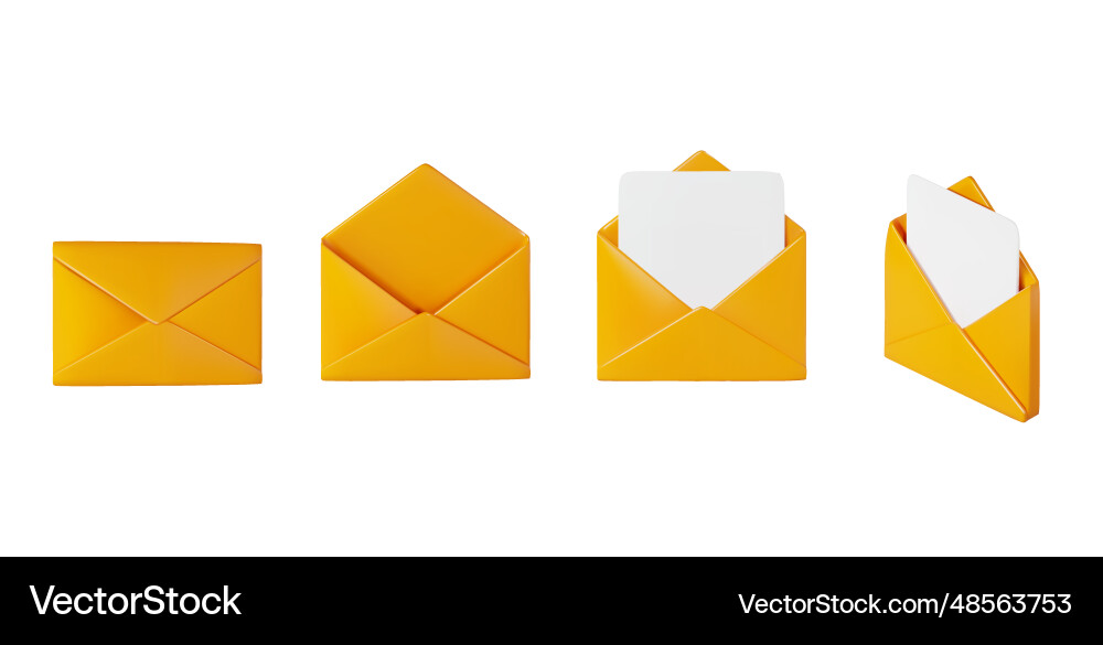 Render of an icon a yellow open mail envelope Render of an icon a yellow open mail envelope vector image