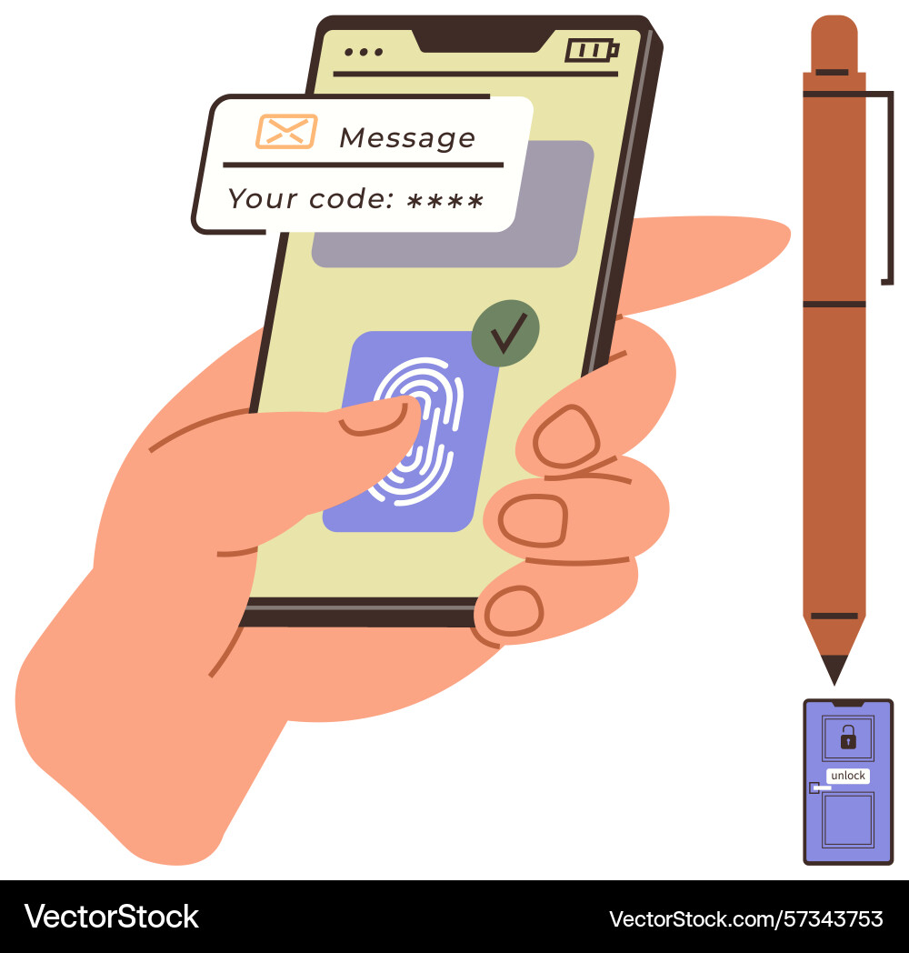 Secure mobile authentication with fingerprint Secure mobile authentication with fingerprint Vector Image