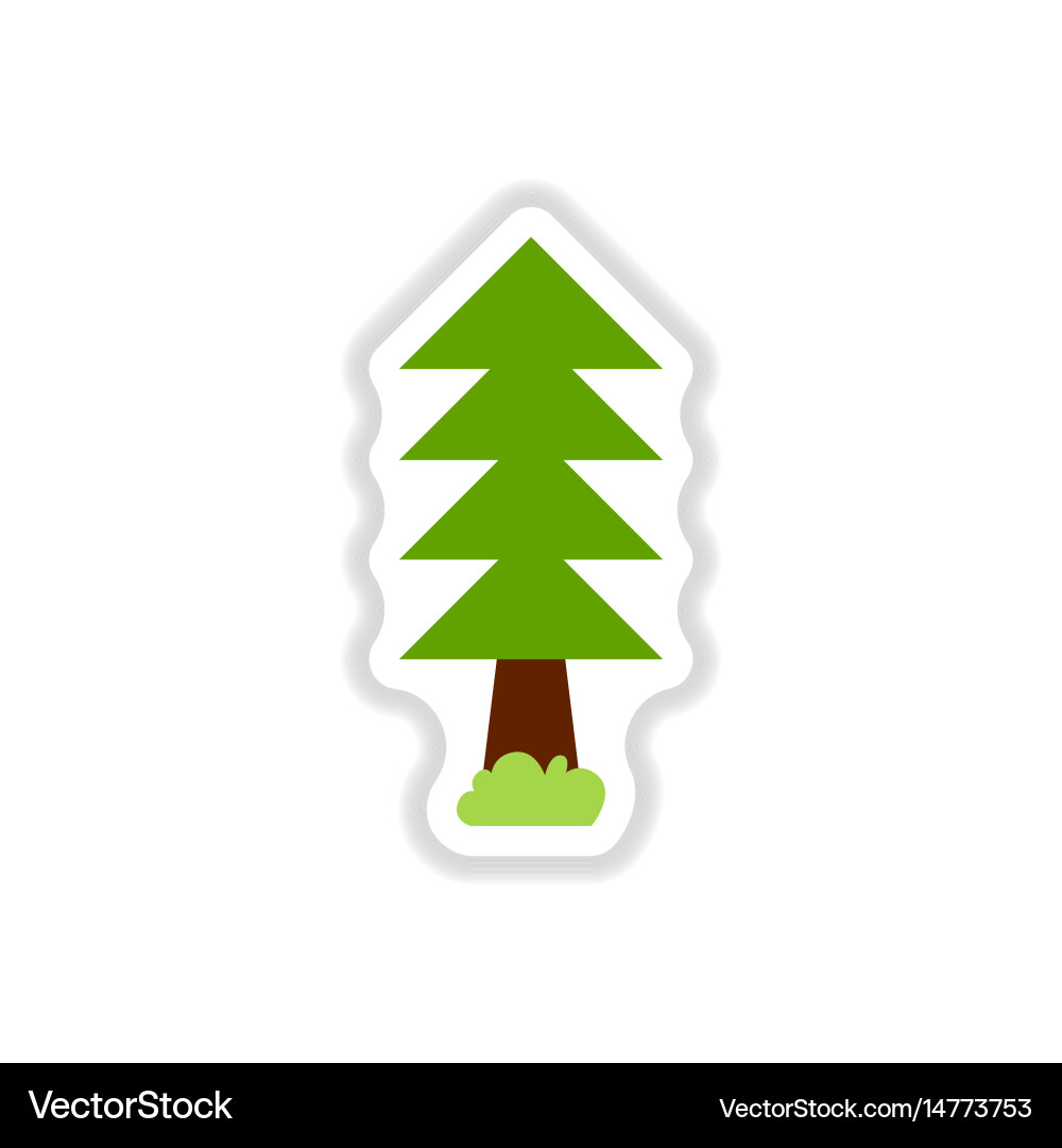 Set of labels with shadow tree icon vector image