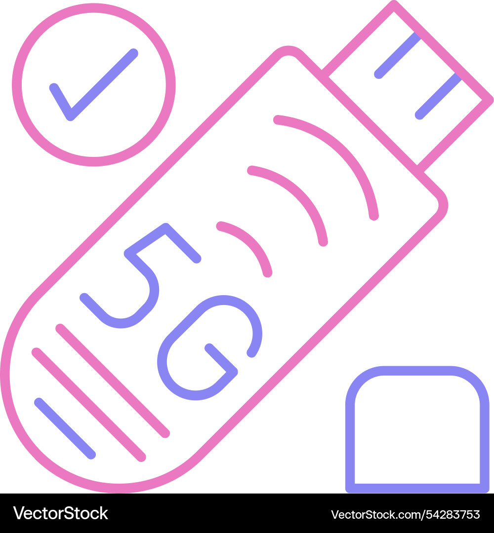Usb stick line two colour icon Vector Image