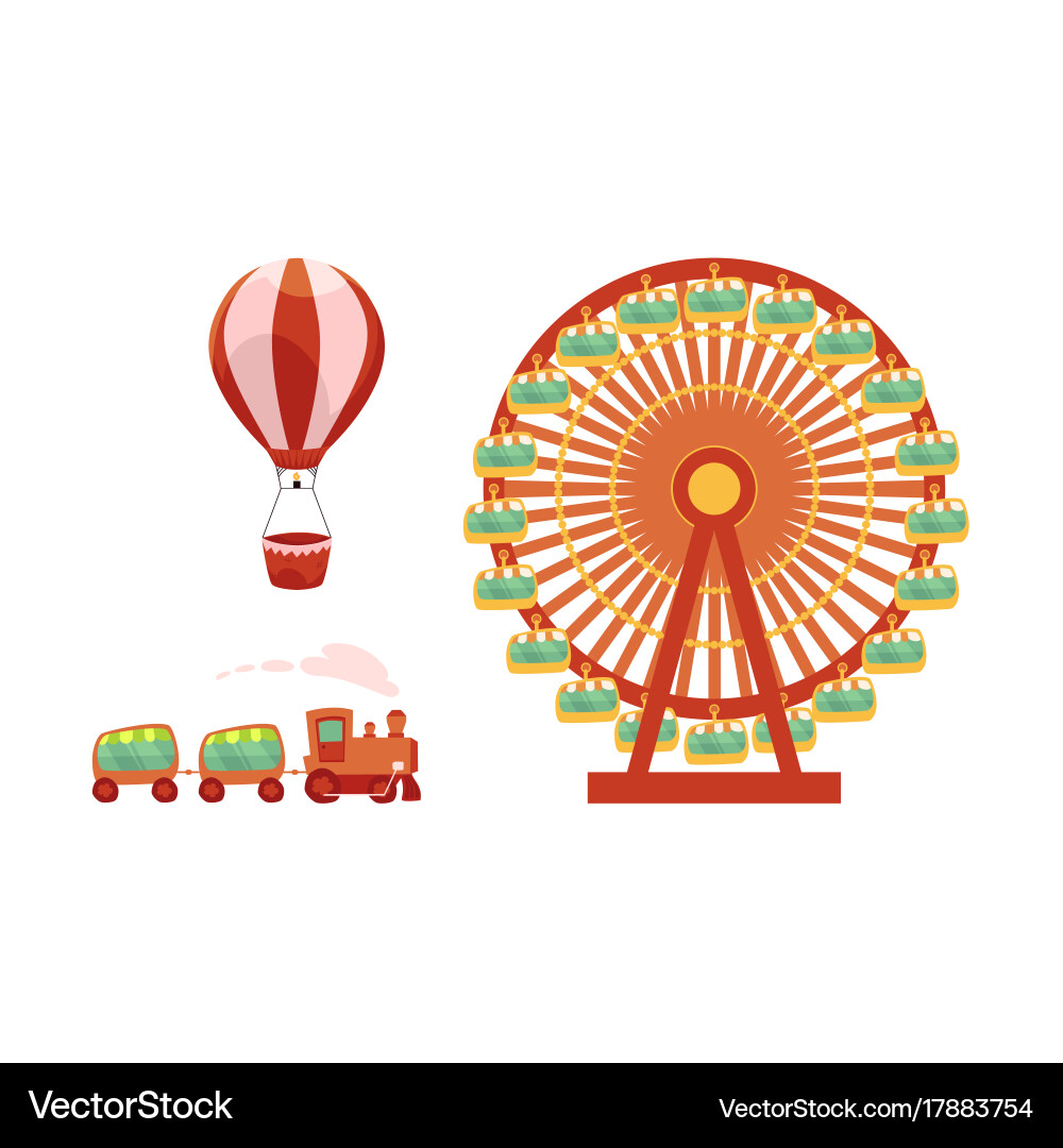 Amusement park objects icon set Vector Image