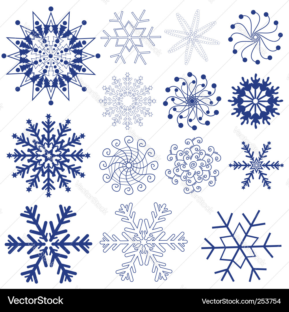 Dark Violet Snowflake Set vector image