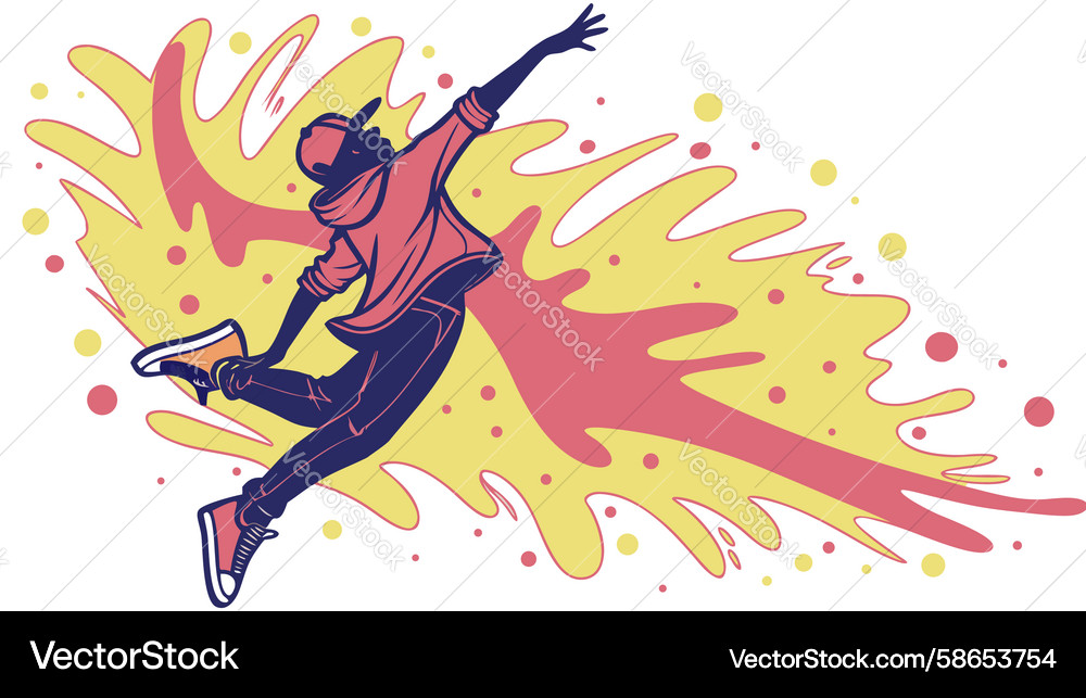 Dynamic dancer with paint splashes expressive Vector Image