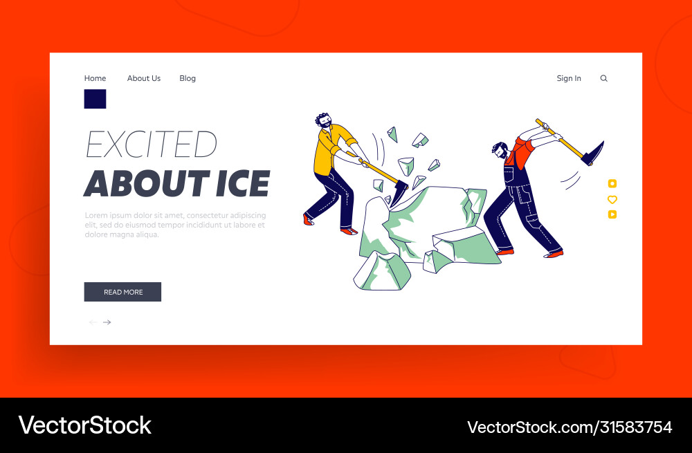 Ice mining landing page template characters Vector Image