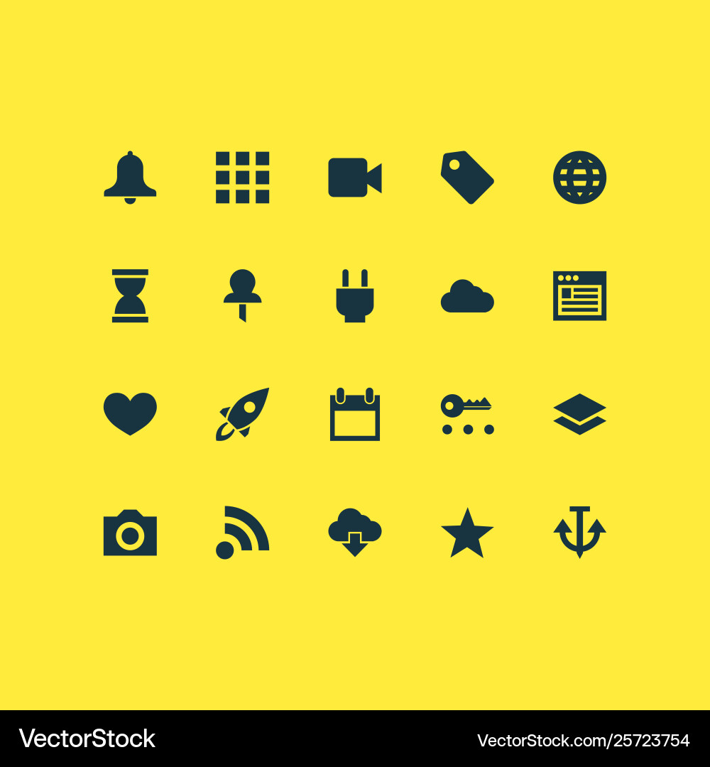 Interface icons set with cloud camera feed vector image