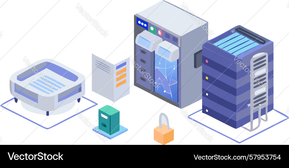 Isometric Data Center Network Security Vector Image