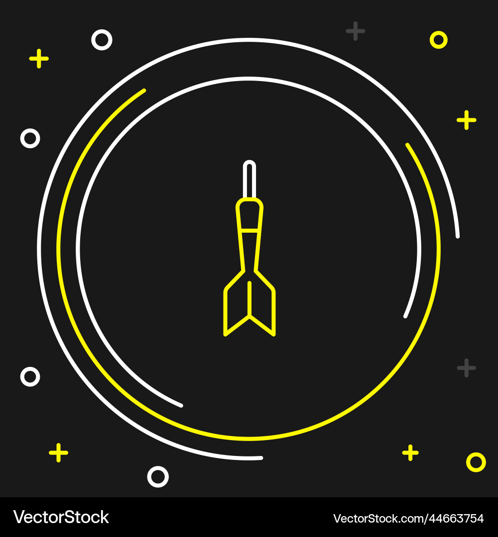 Line dart arrow icon isolated on black background Line dart arrow icon isolated on black background Vector Image