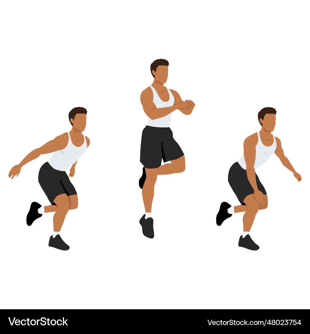 Man doing single or one leg hops jumps exercise vector image