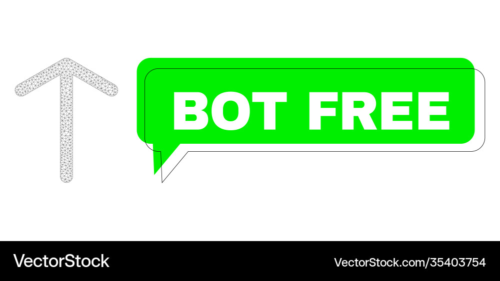 Misplaced bot free green message cloud and mesh Vector Image