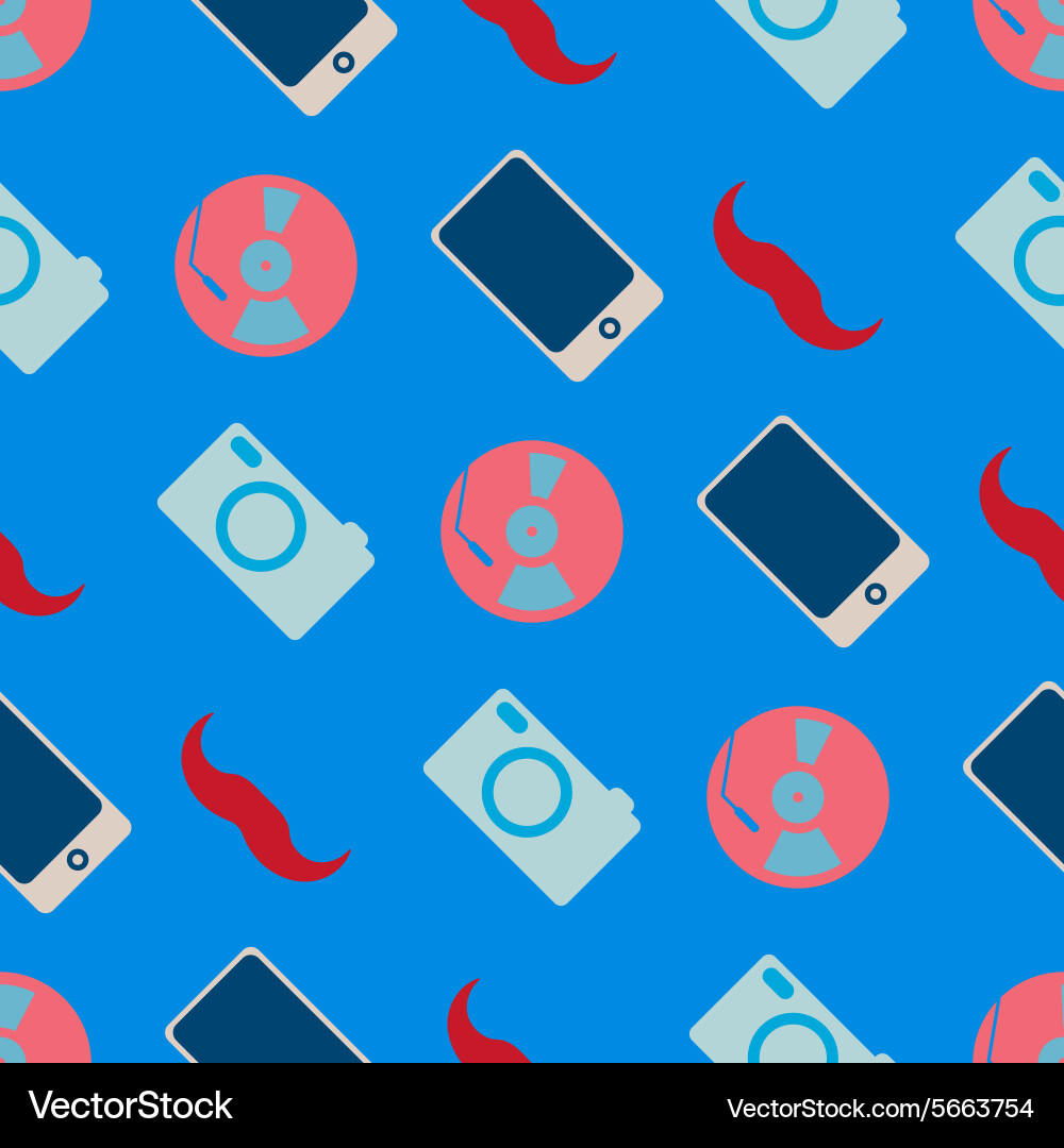 Seamless background with different hipster objects Vector Image