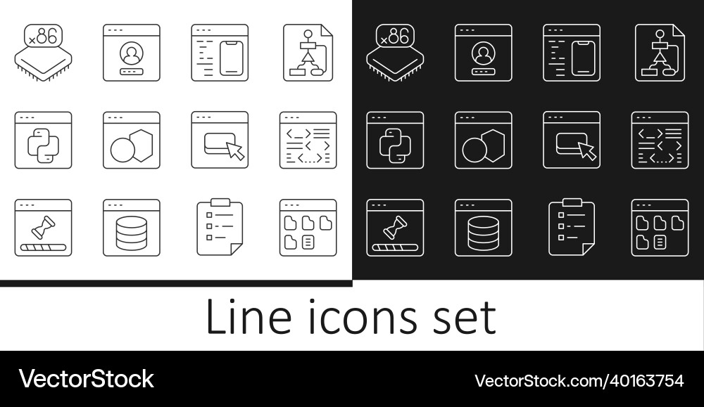 Set line browser files software python Set line browser files software python vector image