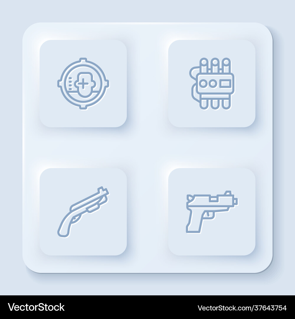 Set line headshot dynamite and timer clock Set line headshot dynamite and timer clock Vector Image