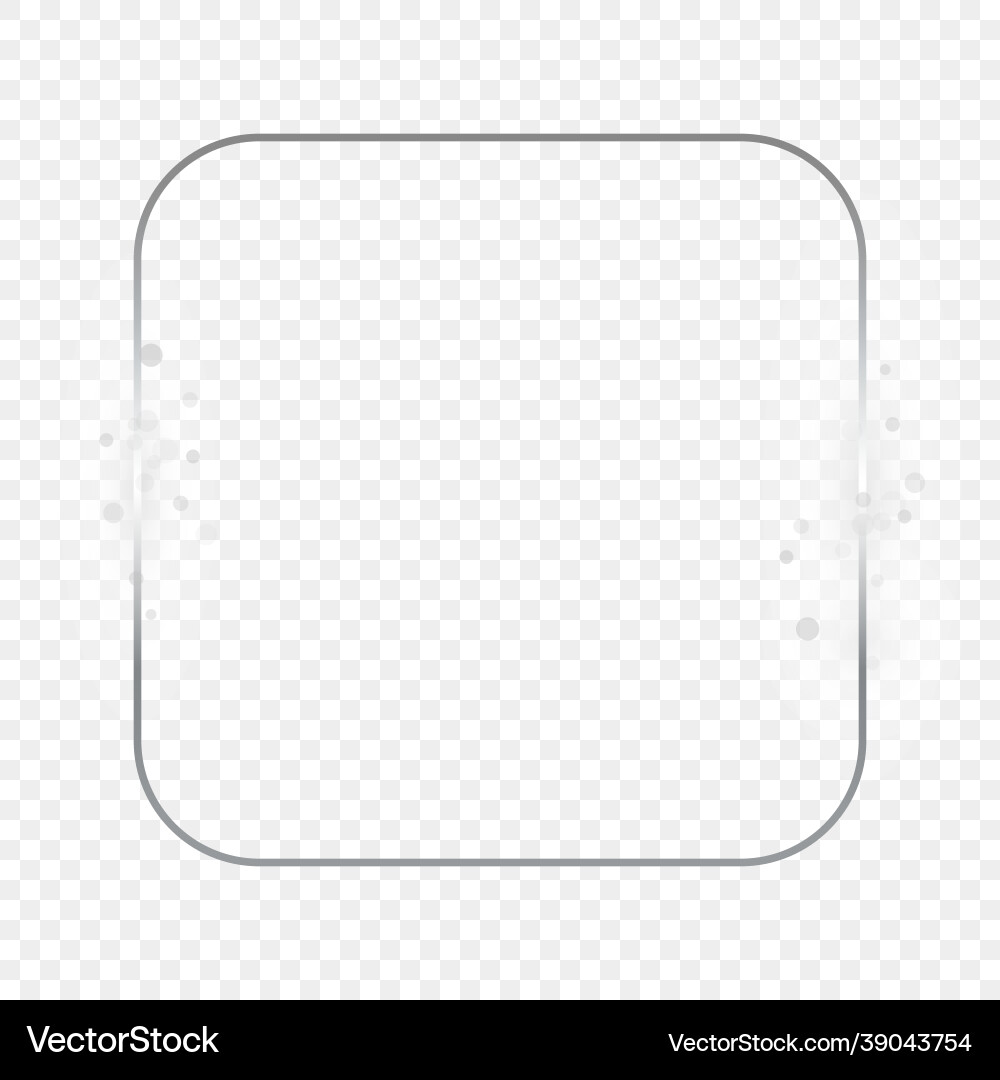Silver glowing rounded square frame with sparkles Silver glowing rounded square frame with sparkles vector image