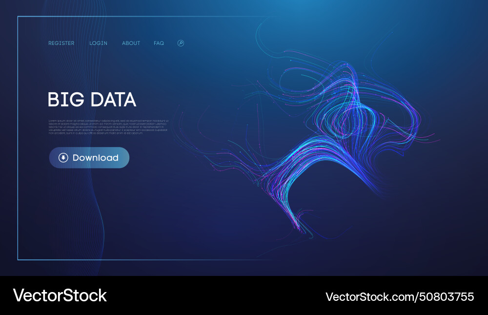 Abstract data stream visualization in blue vector image