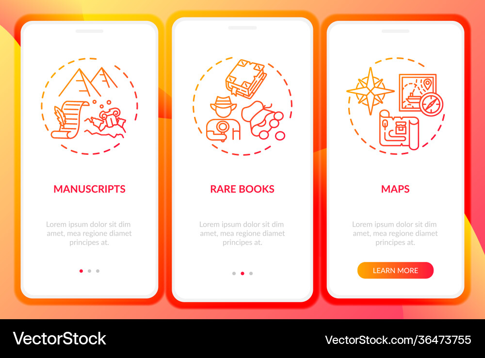 Archive collections onboarding mobile app page Archive collections onboarding mobile app page vector image