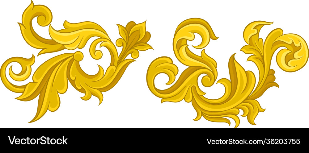 Baroque golden elements with scroll and swirl Vector Image