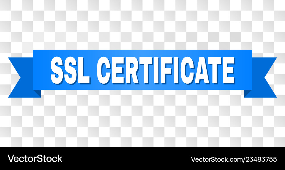 Blue ribbon with ssl certificate text Vector Image