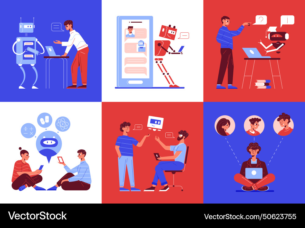 Chatbot support concept Royalty Free Vector Image