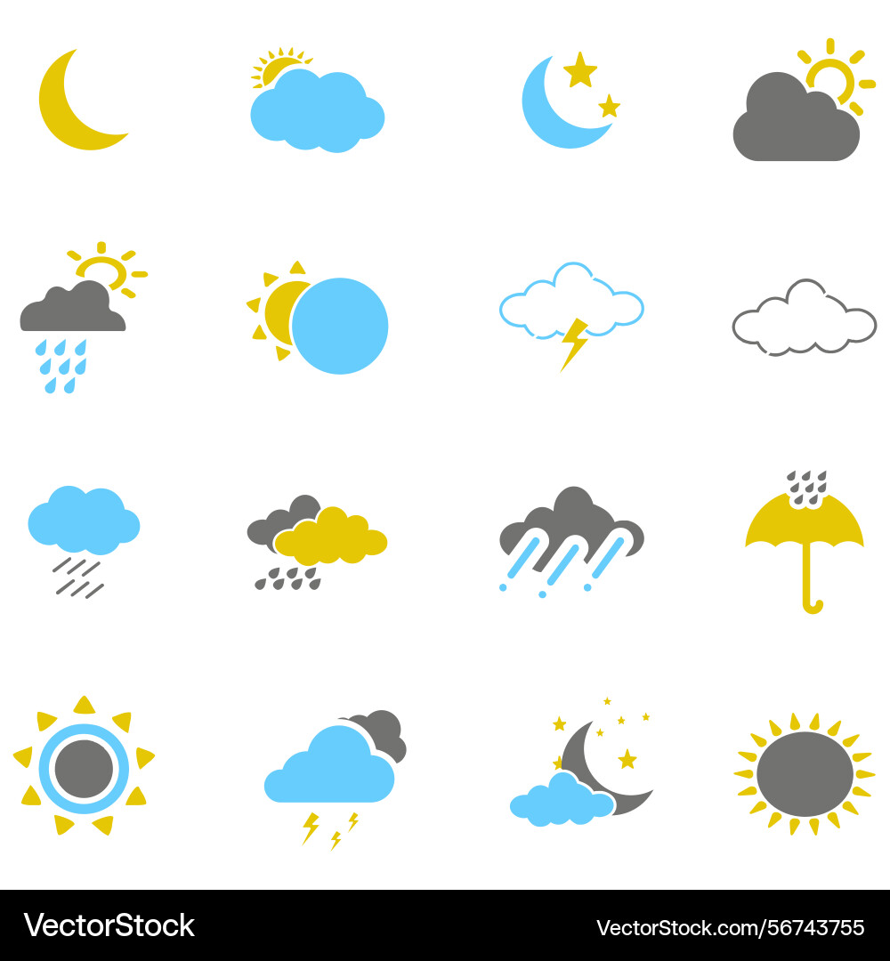 Clouds icons set of in different form Vector Image
