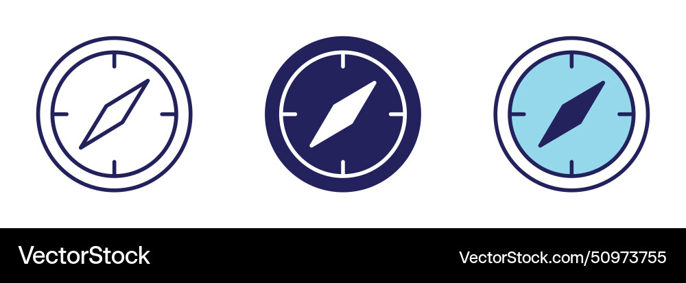 Compass icon - navigation set Royalty Free Vector Image