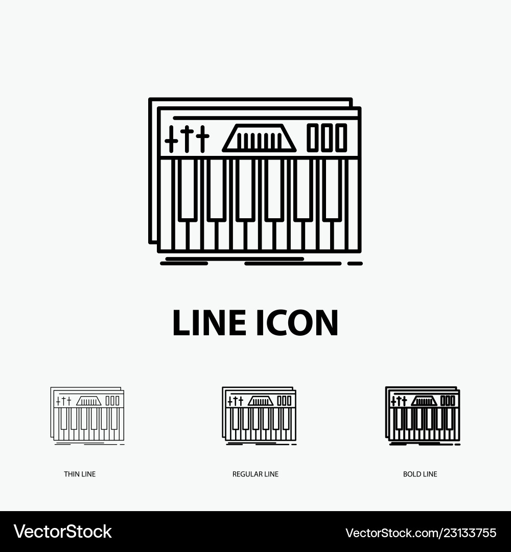 Controller keyboard keys midi sound icon in thin Controller keyboard keys midi sound icon in thin vector image