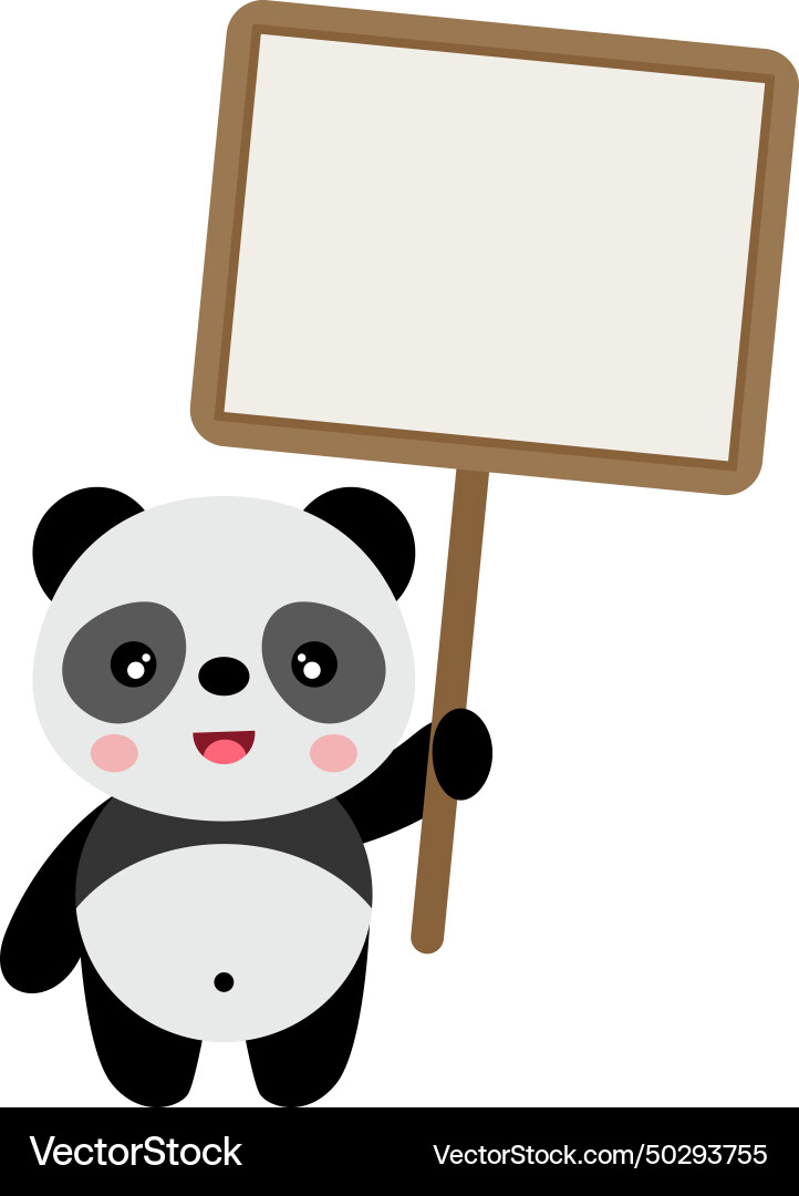Cute panda holding a blank signboard Cute panda holding a blank signboard vector image