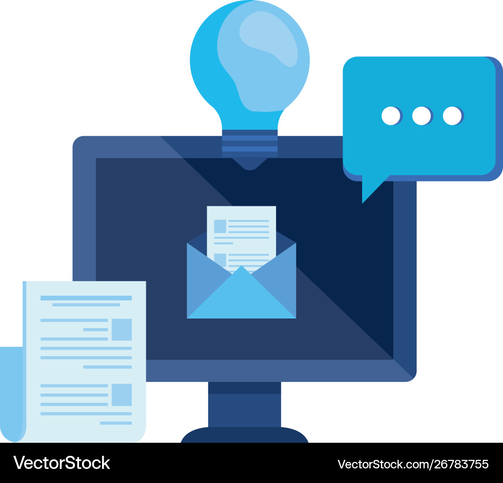 Desktop computer with envelope mail Vector Image