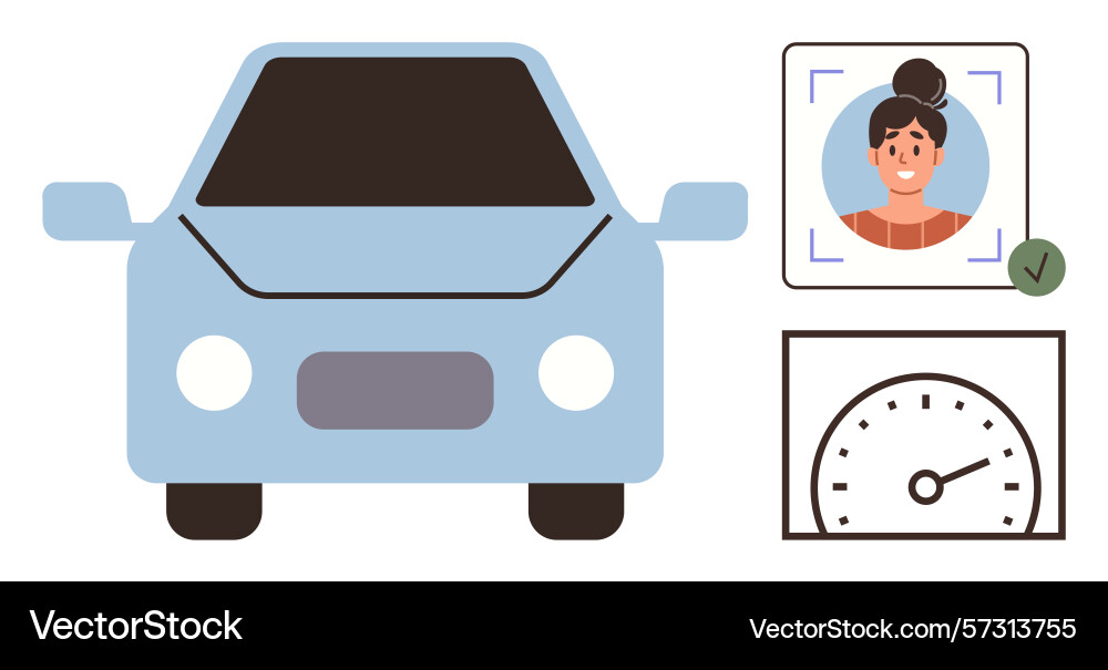 Driver identification and speed monitoring system Driver identification and speed monitoring system vector image