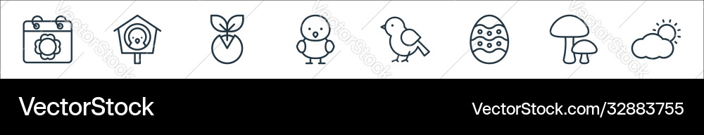 Flat spring line icons linear set quality Flat spring line icons linear set quality vector image