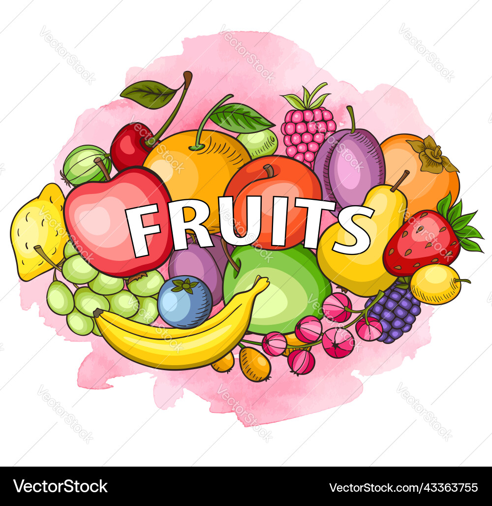 Frische saftige Frucht auf einem rosa Aquarell Hintergrund Frische saftige Frucht auf einem rosa Aquarell Hintergrund vektorbild