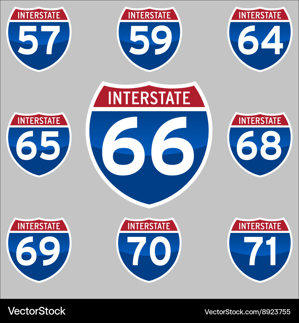 Interstate Highway Signs – Royalty-Free Vector | VectorStock, image size:1000x1080