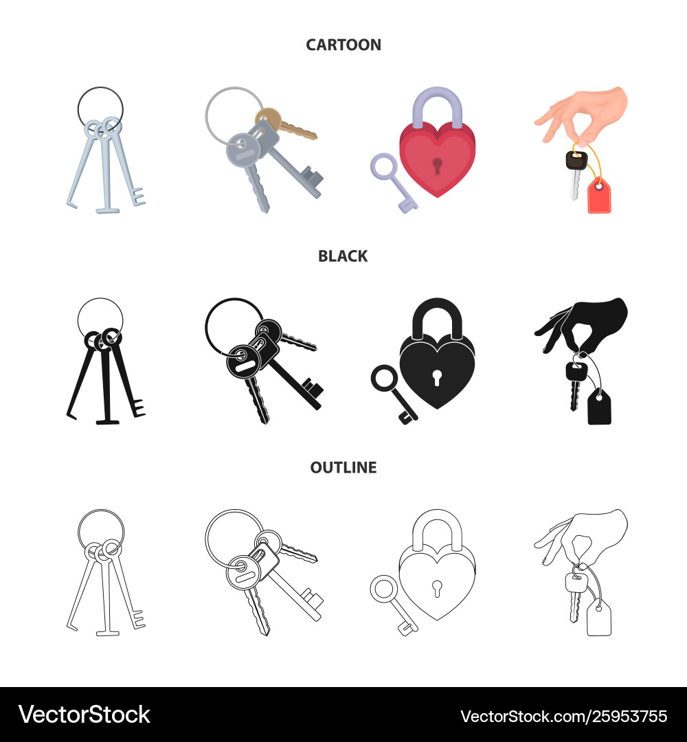 Isolated object key and protection symbol set vector image