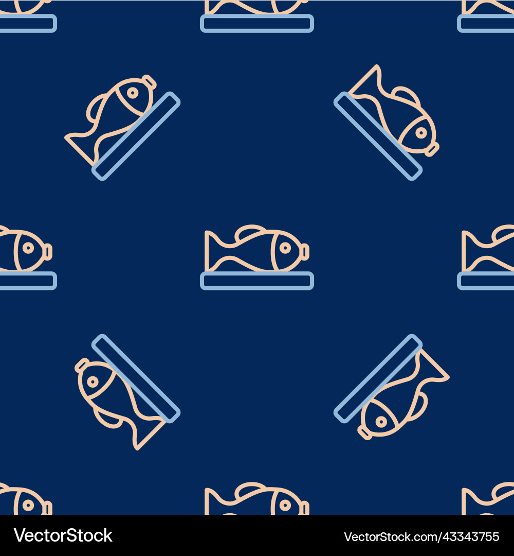 Line served fish on a plate icon isolated seamless Line served fish on a plate icon isolated seamless vector image