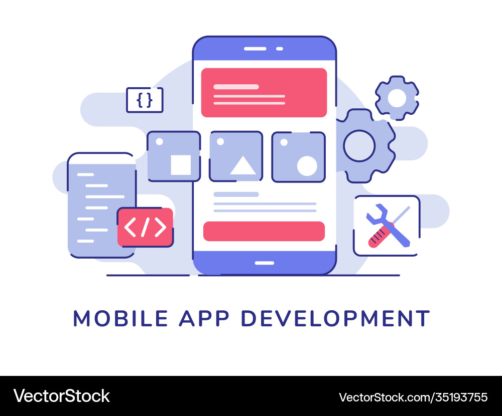 Mobile app development concept wire frame ui Vector Image