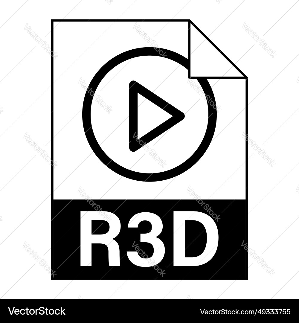 Modern flat design of r3d file icon for web Modern flat design of r3d file icon for web Vector Image
