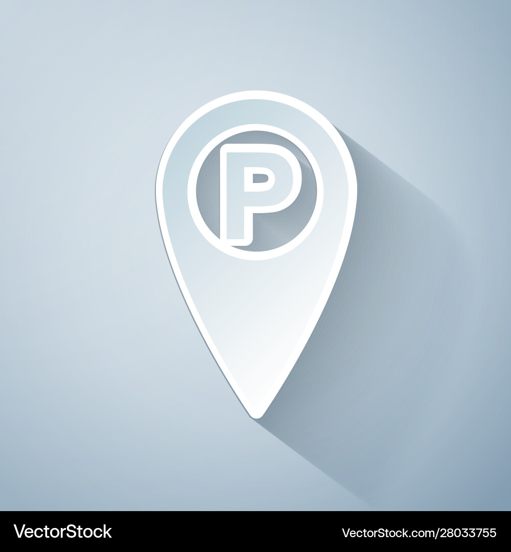 Paper cut map pointer with car parking icon Paper cut map pointer with car parking icon vector image