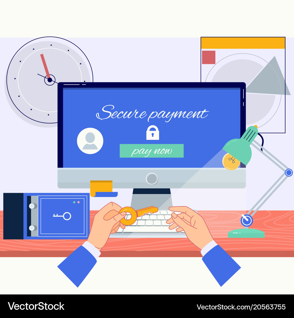 Secure payment message in a screen on line vector image